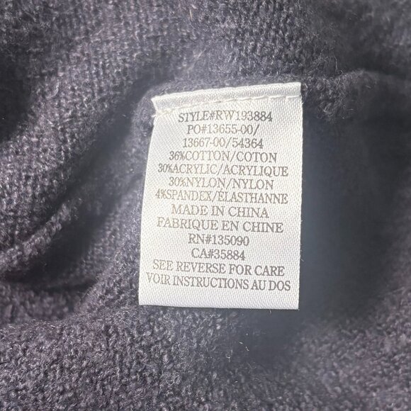 Rag Poets V-Neck High-Low Varsity Striped Oversized Sweater Navy Blue Size Small - Picture 8 of 9